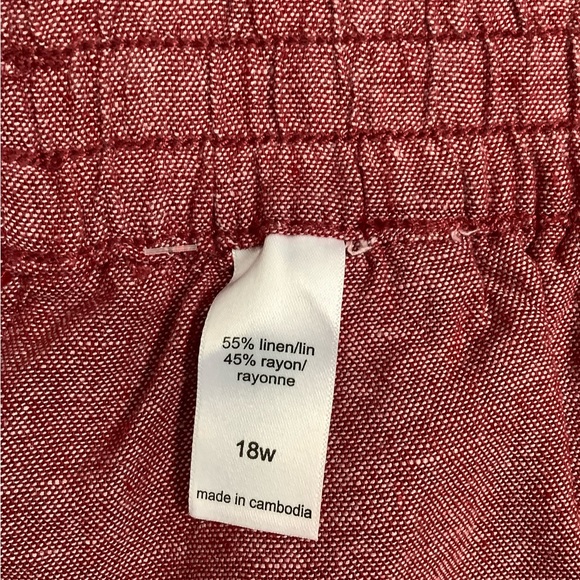 Women's Maurices 18W XL 1X Shorts Active Red Pockets Lightweight Linen Rayon NWT - Picture 7 of 7